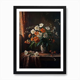 Baroque Floral Still Life Evening Primrose 4 Art Print