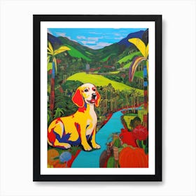 A Painting Of A Dog In Eden Project Garden, United Kingdom In The Style Of Pop Art 02 Art Print