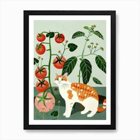 Cat And Tomatoes 3 Art Print