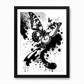 Black And White Butterfly 1 Art Print