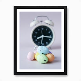 Easter Eggs And Clock Art Print