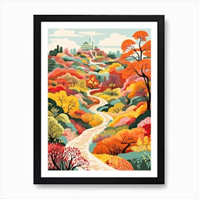Garden Of The Gods, Usa, United Kingdom In Autumn Fall Illustration 3 Art Print