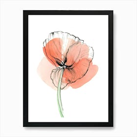 Watercolor Poppy Flower 1 Art Print