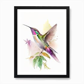 Buff Bellied Hummingbird Cute Neon 1 Art Print