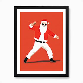 Santa Claus Dancing, Christmas print 2 Art Print