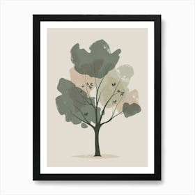 Pecan Tree Minimal Japandi Illustration 4 Art Print