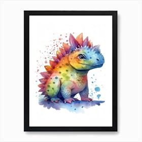 Ankylosaurus Cute Dinosaur Watercolour 1 Art Print