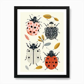 Colourful Insect Illustration Ladybug 12 Poster