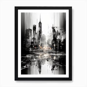 Cityscape Abstract Black And White 3 Art Print