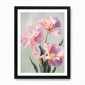 Iris Flowers Acrylic Painting In Pastel Colours 2 Art Print
