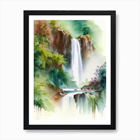 Anisakan Falls, Myanmar Water Colour  (1) Art Print