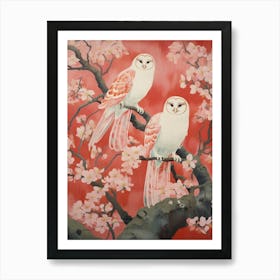 Vintage Japanese Inspired Bird Print Barn Owl 1 Art Print