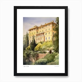 Villa D'Este, Tivoli, Italy 3 Watercolour Travel Poster Art Print