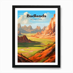 Badlands South Dakota Mountain Modern Travel Art Art Print