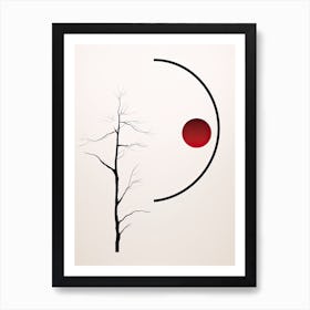 Tree And A Circle Minimal Abstract Shapes Art Print