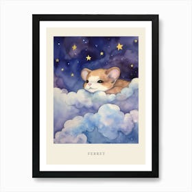 Baby Ferret 2 Sleeping In The Clouds Nursery Poster Art Print