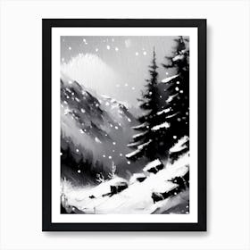 Snowflakes In The Mountains,Snowflakes Black & White 3 Art Print