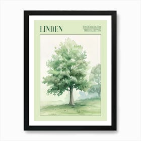 Linden Tree Atmospheric Watercolour Painting 3 Poster Art Print