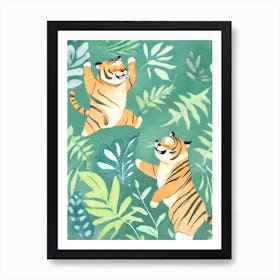 Cute Chubby Playing Tigers 1 Art Print