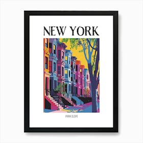 Park Slope New York Colourful Silkscreen Illustration 4 Poster Art Print