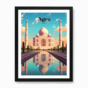 Agra Taj Mahal Travel Art Illustration Art Print