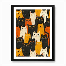 Repeatable Artwork With Cute Cat Faces 9 Art Print