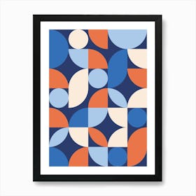 Mid Century Modern Abstract 26 Apricot, Blue Poster