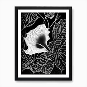 Morning Glory Leaf Linocut 2 Art Print