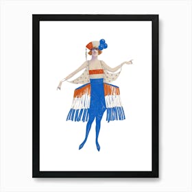 Woman In A Blue Dress 1 Art Print