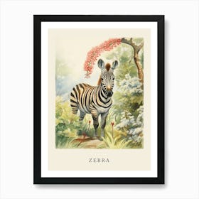 Beatrix Potter Inspired  Animal Watercolour Zebra 2 Art Print