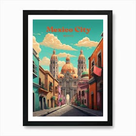 Mexico City Mexico Retro Modern Travel Illustration Art Print