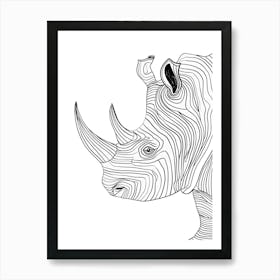 Rhinoceros Vector Illustration animal lines art Art Print