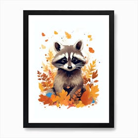 Raccoon Cute Illustration 6 Art Print