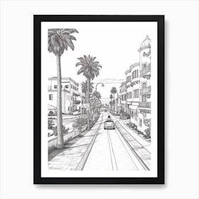 View Of San Diego California, Usa Line Art Black And White 2 Art Print