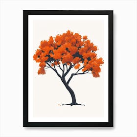 Orange Tree Pixel Illustration 3 Art Print