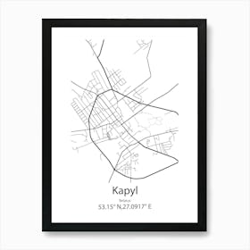 Kapyl,Belarus Minimalist Map Art Print