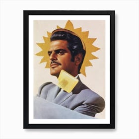 Omar Sharif Retro Collage Movies Art Print