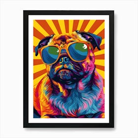 Pug Dog With Sunglasses Art Print by Artsy Bessy - Fy