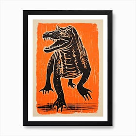 Alligator, Woodblock Animal Drawing 3 Art Print