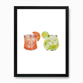 Watercolor Cocktail Set Art Print