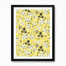 Little Flowers Illuminating Yellow Art Print