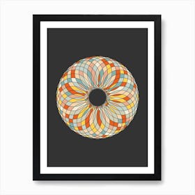 Mosaic Stained Glass Wavy Doughnut Abstract Minimal Art Print
