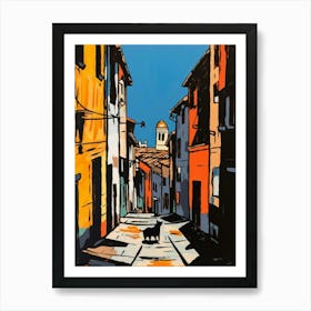 Painting Of A Venice With A Cat In The Style Of Of Pop Art 4 Art Print