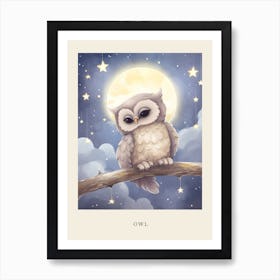 Sleeping Baby Owl Nursery Poster Art Print