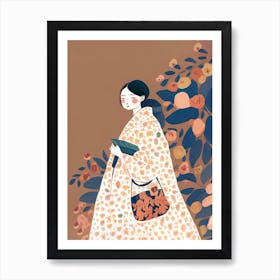 Girl With A Big Flower Dress Art Print