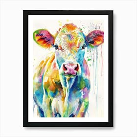 Cow Colourful Watercolour 2 Art Print