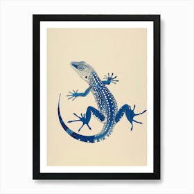 Blue African Fat Tailed Gecko Block Print 4 Art Print