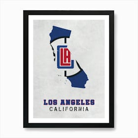 Los Angeles Clippers California State Map Art Print
