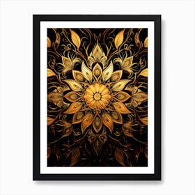 Golden Floral Background Art Print