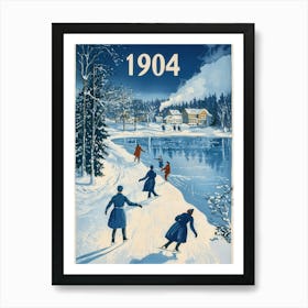 Aihrgdesign A Vintage Poster Of People Ice Skating On A Froze C2edbbfb 1504 4963 983a Cc876a085888 1 Art Print